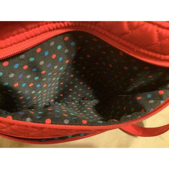 Vera Bradley Red Quilted Crossbody Bag With Adjustable Strap & Multiple Zipper P - Picture 8 of 16